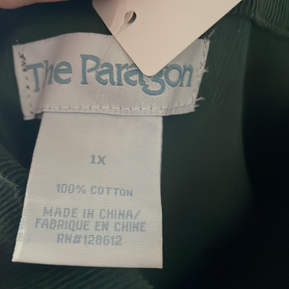 Women’s 1X Corduroy Shirtdress pleated forest green warm cotton The Paragon - Picture 8 of 9